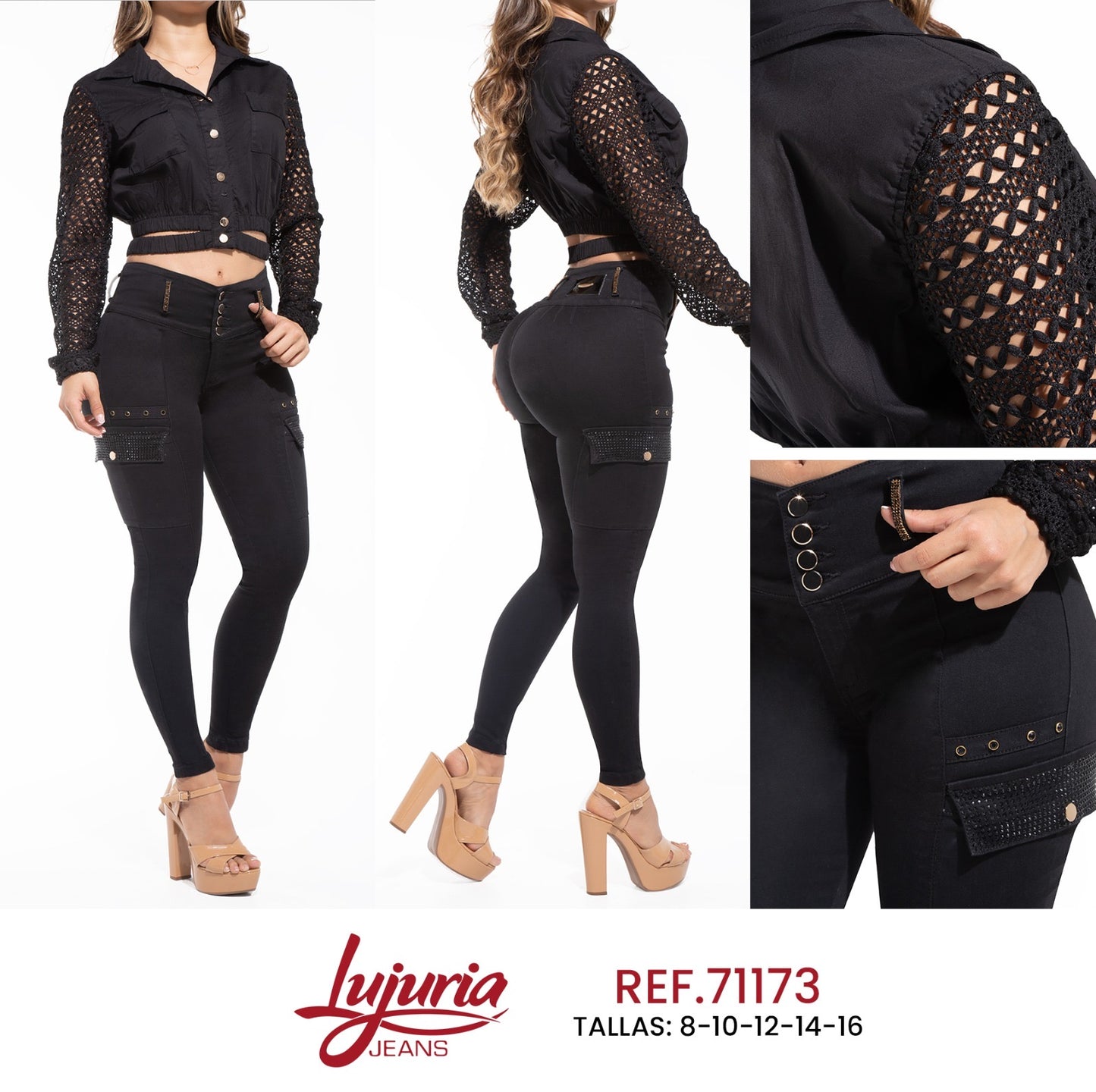 Colombian 2 pieces Jeans Levantacola Set