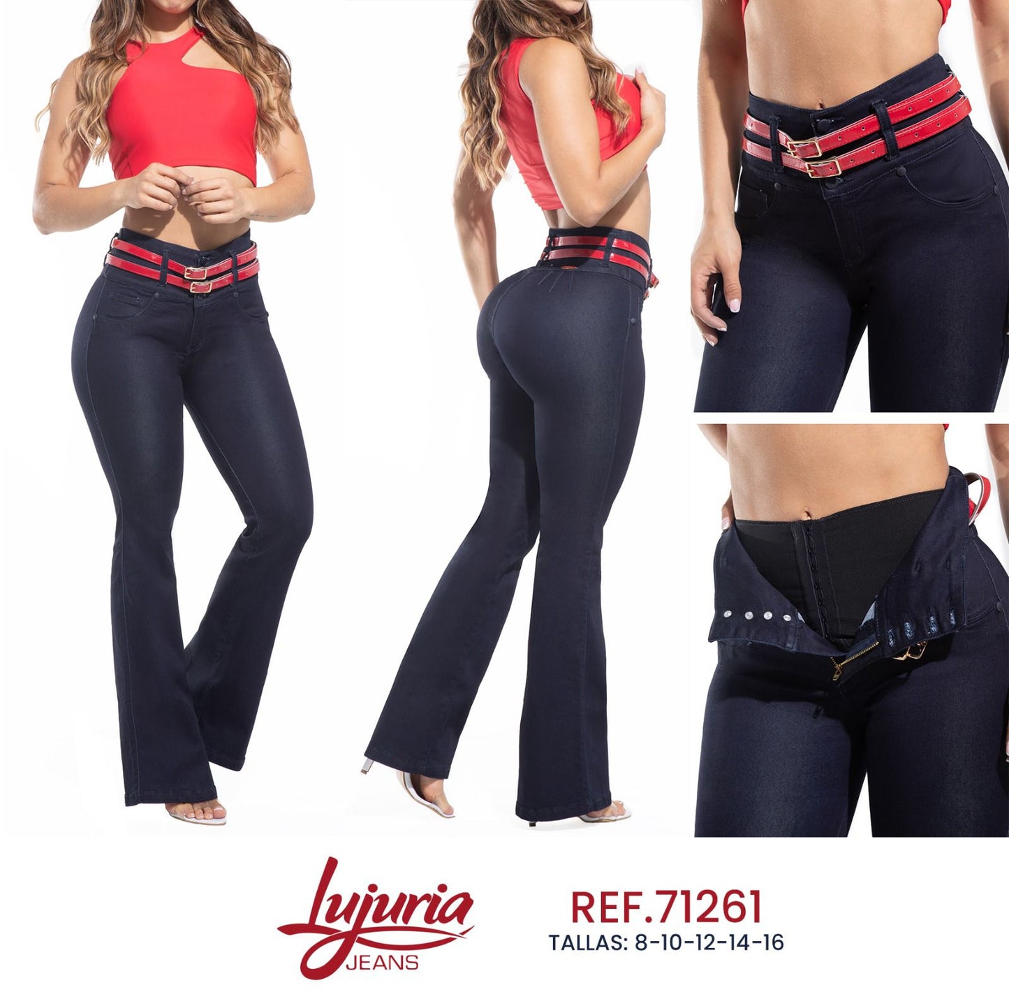 Colombian Levantacola Jean with Tummy Reduction girdle